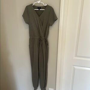Old Navy Green Wrap Jumpsuit with Tapered Legs